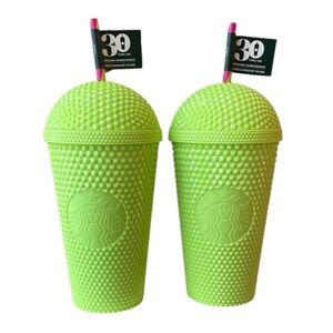 Starbucks Neon Green Studded Cold Cup Tumbler 16oz. Limited Edition